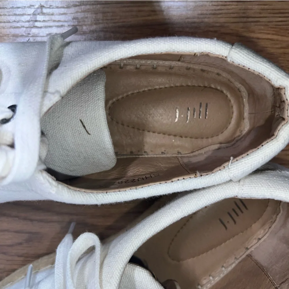J. Jill White Canvas Espadrille Lace-Up Sneakers Size 9.5 Casual Summer